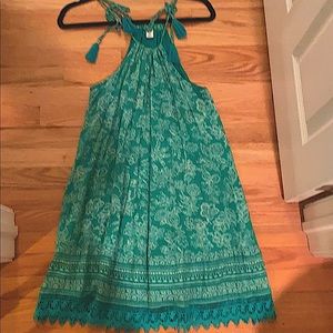 Green And white sundress